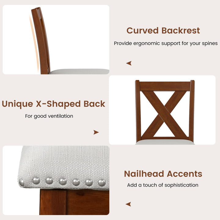 Giantex Wooden Dining Chair Set of 2/4 with Padded Seat and Curved Back