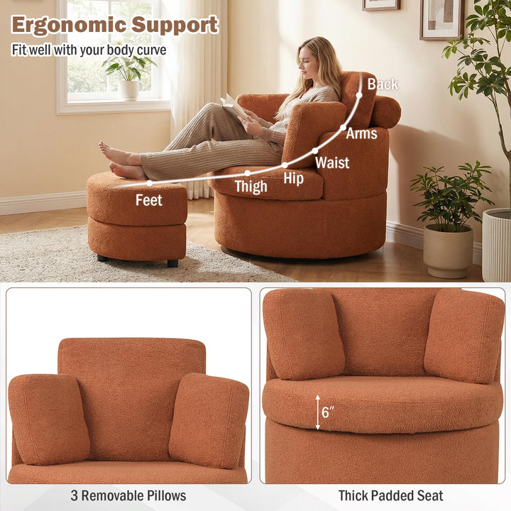 Giantex 360° Swivel Accent Chair with Half Moon Storage Ottoman