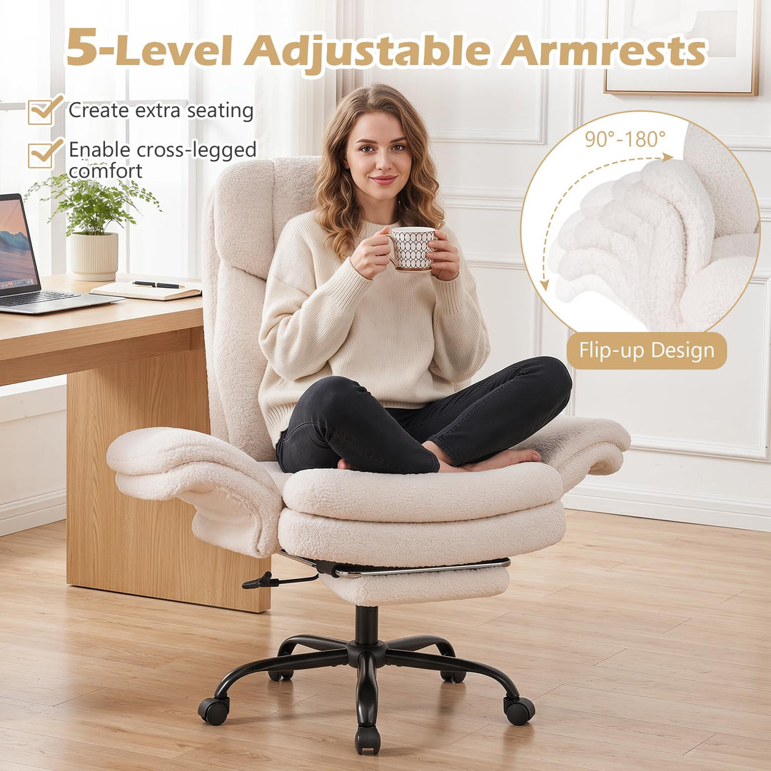 Giantex Criss Cross Legged Reclining Desk Chair with 5-Level Adjustable Armrests