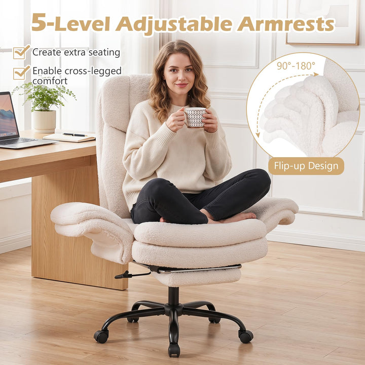 Giantex Criss Cross Legged Reclining Desk Chair with 5-Level Adjustable Armrests
