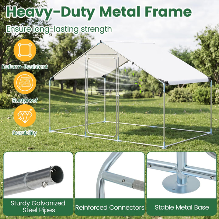 Giantex 9.8 x 6.7 x 6.6 FT Large Metal Chicken Coop with Waterproof Cover