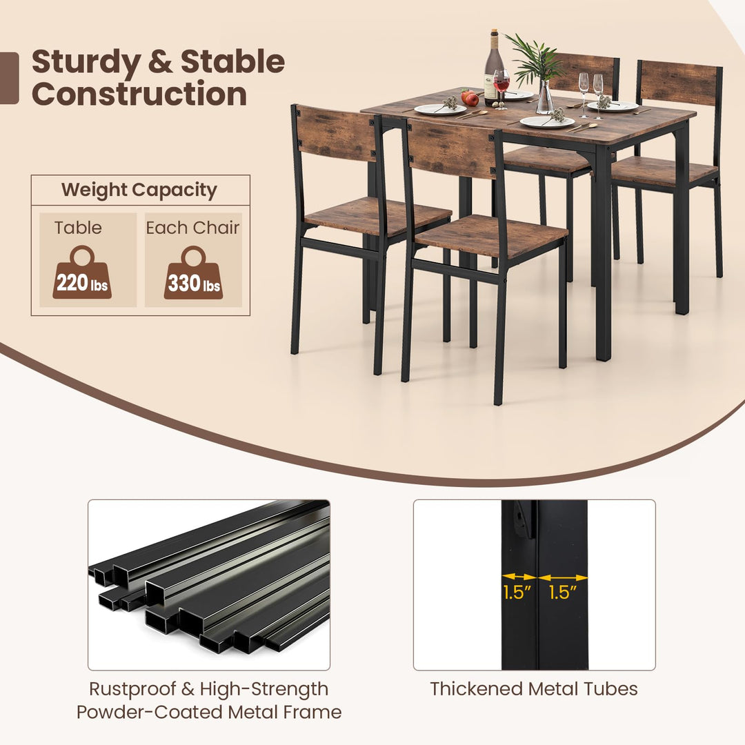 Giantex Dining Table Set for 4, Mid-Century Kitchen Furniture Set w/Kitchen Table, 4 Dining Chairs