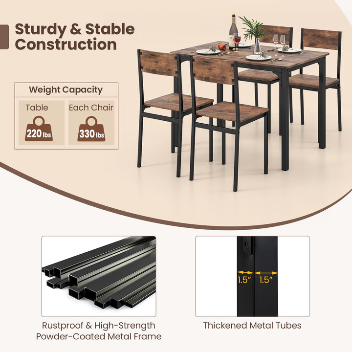 Giantex Dining Table Set for 4, Mid-Century Kitchen Furniture Set w/Kitchen Table, 4 Dining Chairs