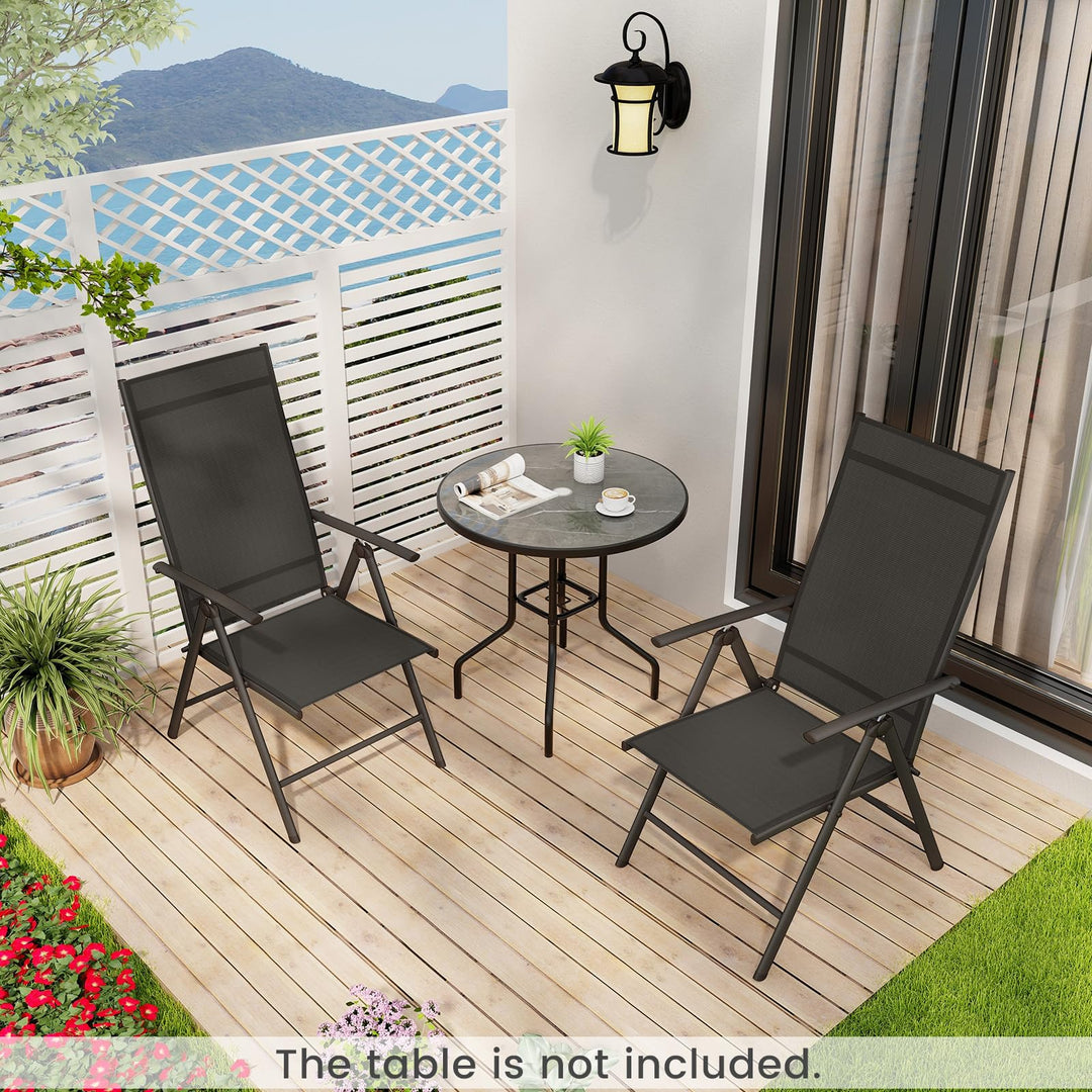 Giantex Folding Patio Chairs, High Back Outdoor Chairs with 7-Level Adjustable High Backrest
