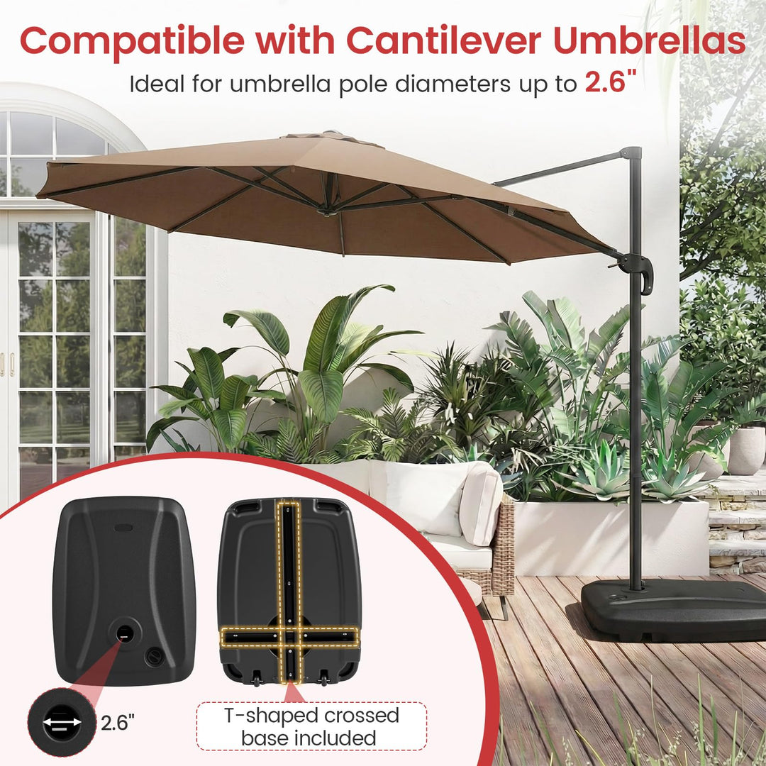 Giantex Fillable Cantilever Umbrella Base with Wheels(225 lbs)