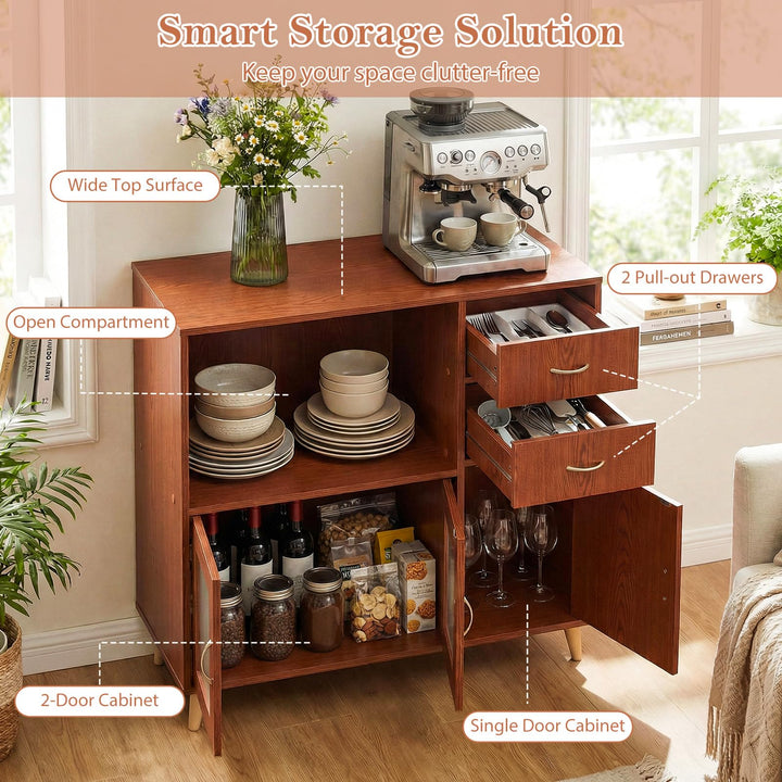 Giantex 36 Inch Sideboard Buffet Cabinet with Open Compartment