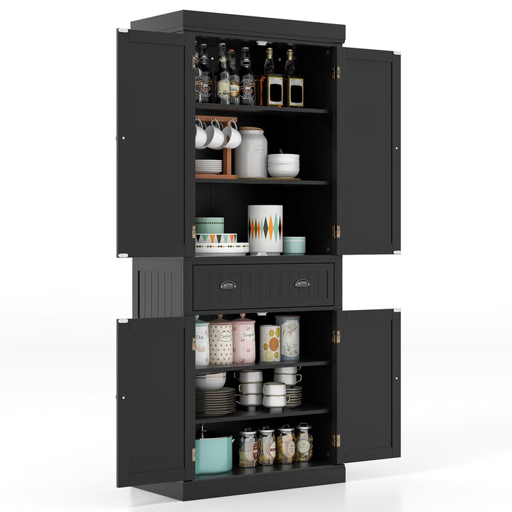 Giantex Pantry Organizers and Storage, 72" Tall Kitchen Cabinet with 2-Door Cabinets & Drawer, Buffet Sideboard