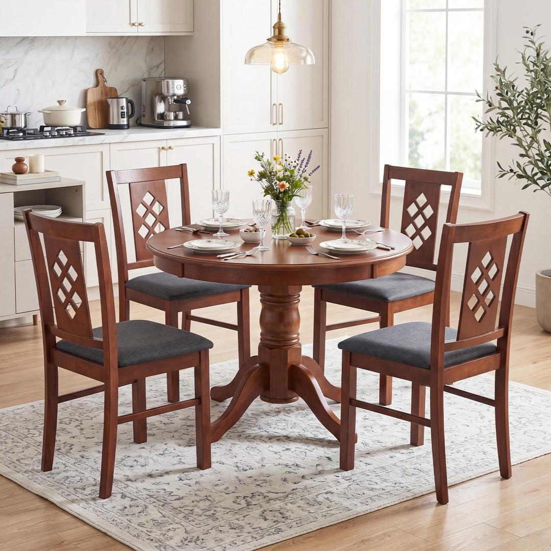 Giantex Wooden Upholstered Kitchen Chair with Elegant Diamond Back (2/4)