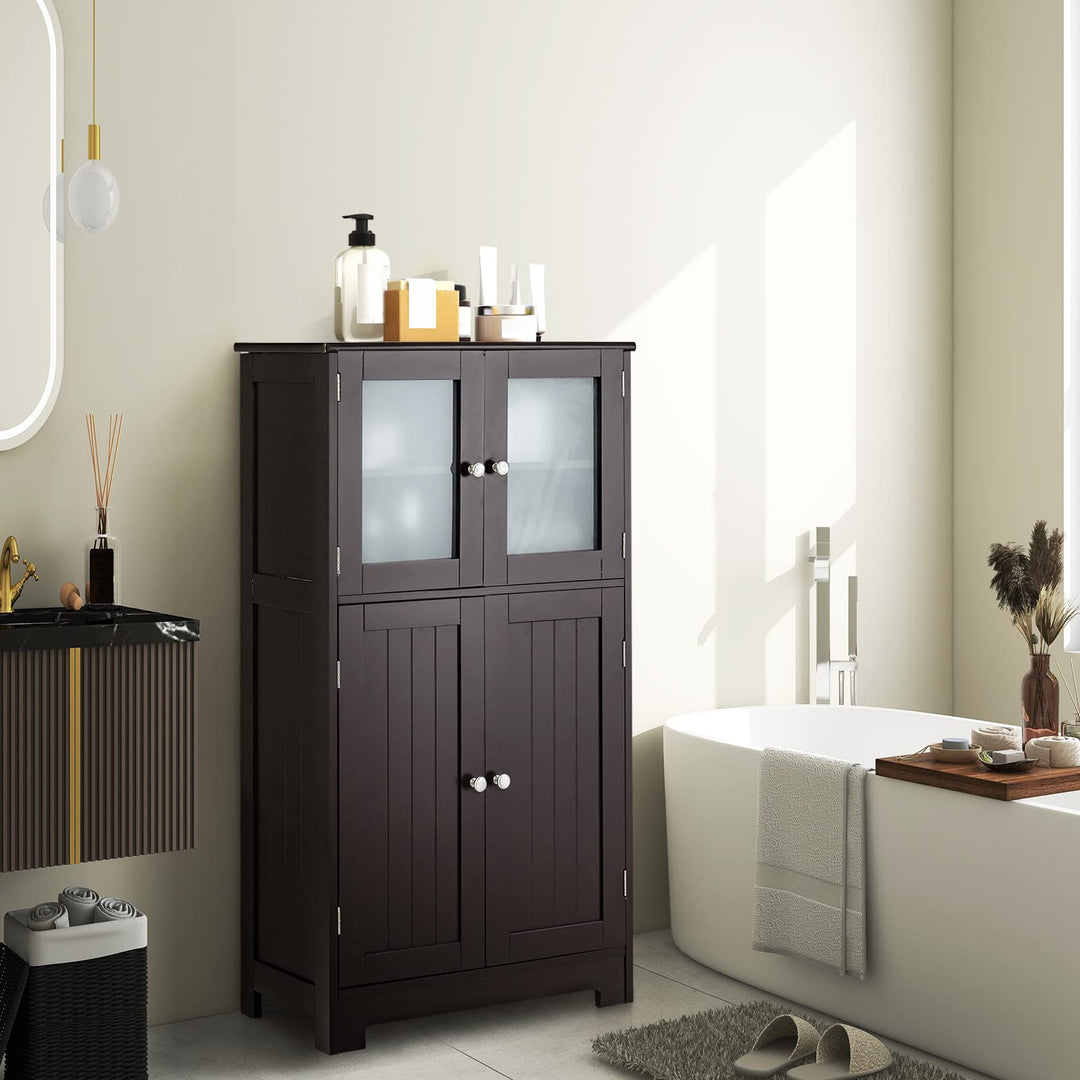 Giantex Storage Cabinet with Doors - Bathroom Floor Cabinet, Freestanding Tall Cabinet
