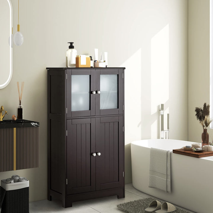 Giantex Storage Cabinet with Doors - Bathroom Floor Cabinet, Freestanding Tall Cabinet