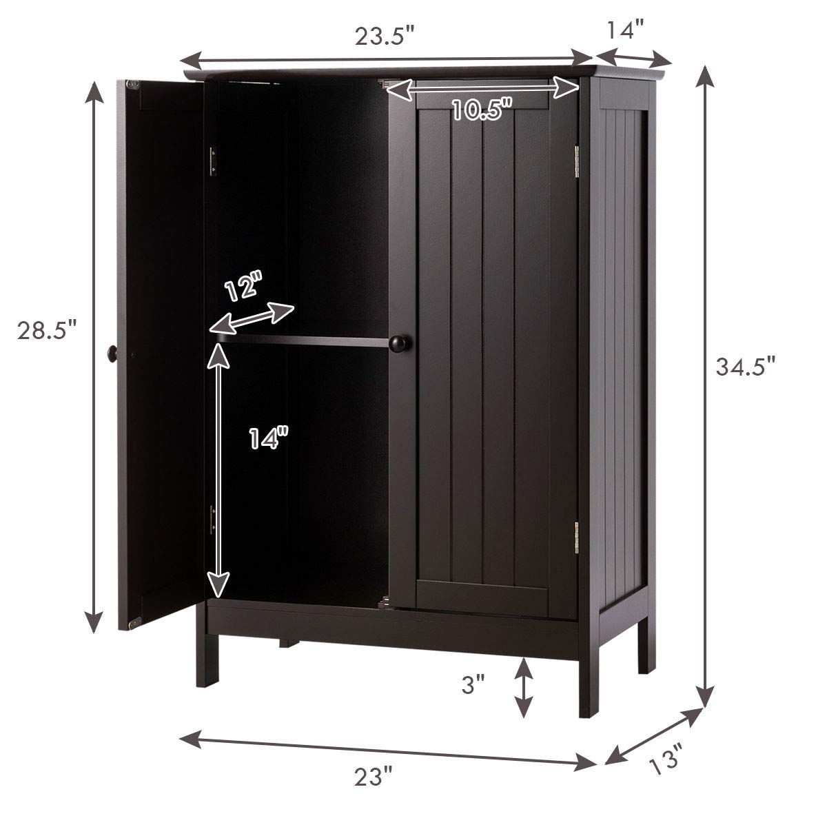 Giantex Storage Cabinet with Doors and Shelves - Freestanding Storage Organizer with Anti-Tipping Device