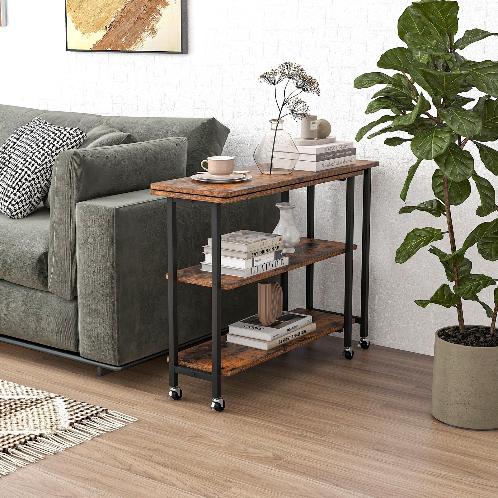 Giantex 360° Free Rotating Sofa Side Table