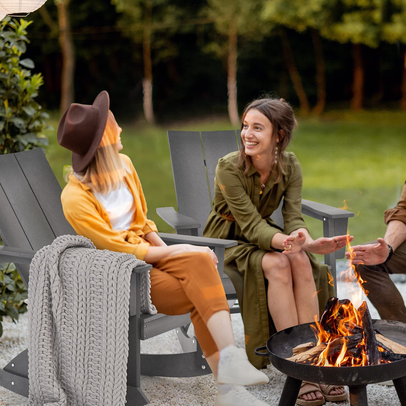 Giantex Outdoor Rocking Chairs for Porch - Waterproof HDPE Adirondack Rocker, 330lbs Weight Capacity