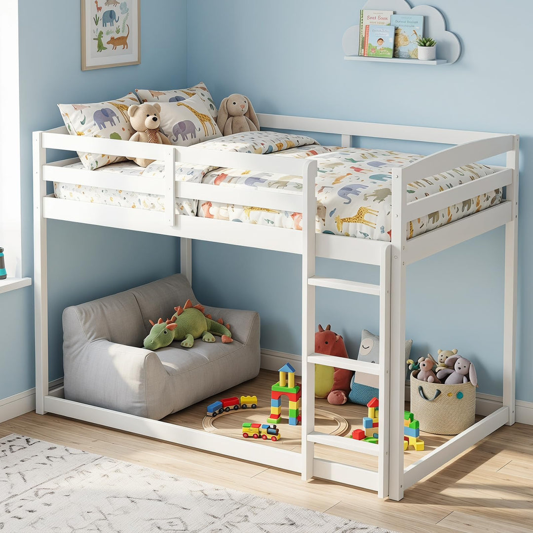 Giantex Full Over Full Bunk Bed with Full-Length Guardrails