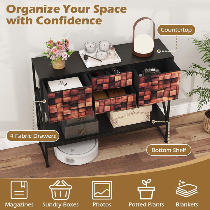 Giantex 39" Console Table with 4 Fabric Drawers