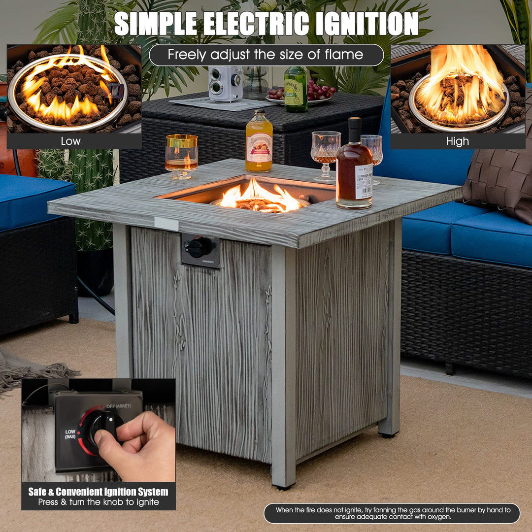 Giantex 28” Patio Fire Pit Table - 2-in-1 40,000 BTU Gas Square Fire Table