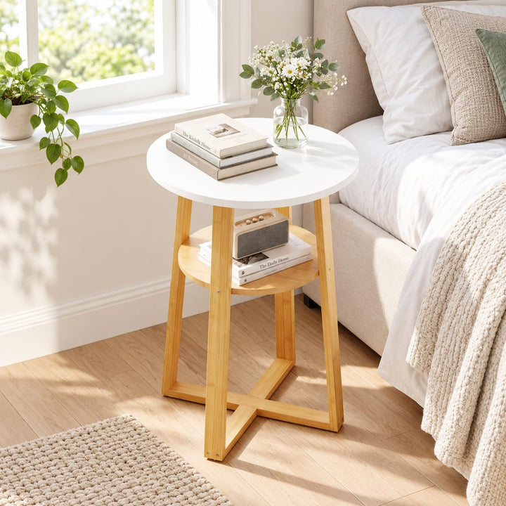GIANTEX 2-Tier Small Round Side Tables Set of 2