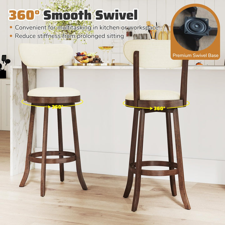 Giantex 30.5" Swivel Bar Stools Set for Kitchen Island Dining Room Pub