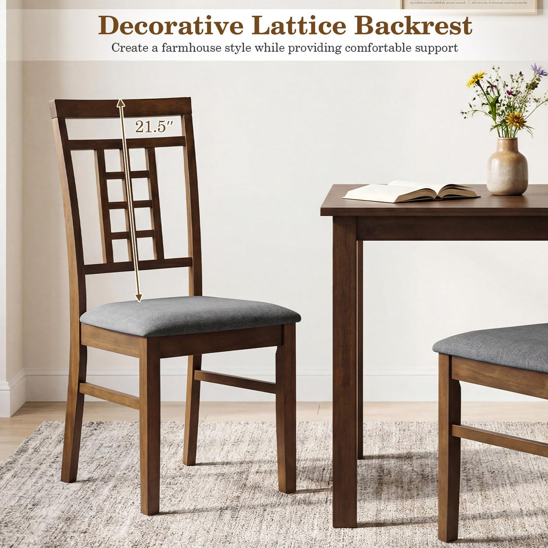 Giantex Farmhouse Kitchen Chairs with Upholstered Cushioned Seat and Lattice Back