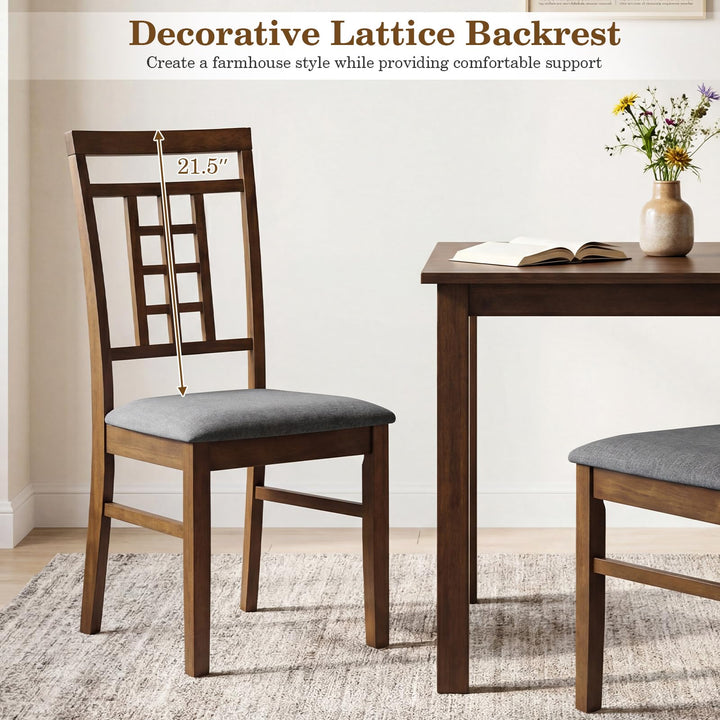 Giantex Farmhouse Kitchen Chairs with Upholstered Cushioned Seat and Lattice Back