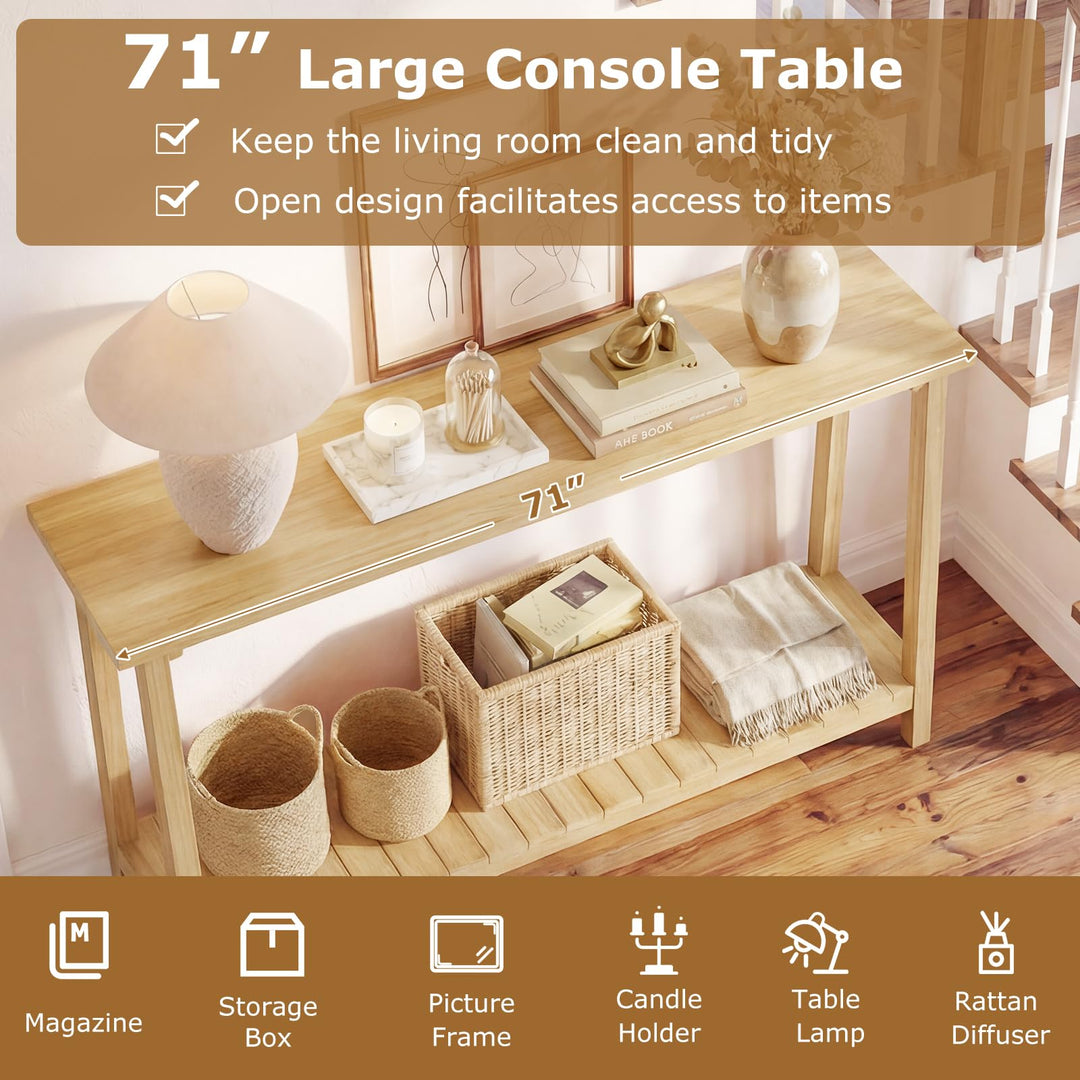 Giantex 71" Solid Wood Console Table(71" x 12" x 31")