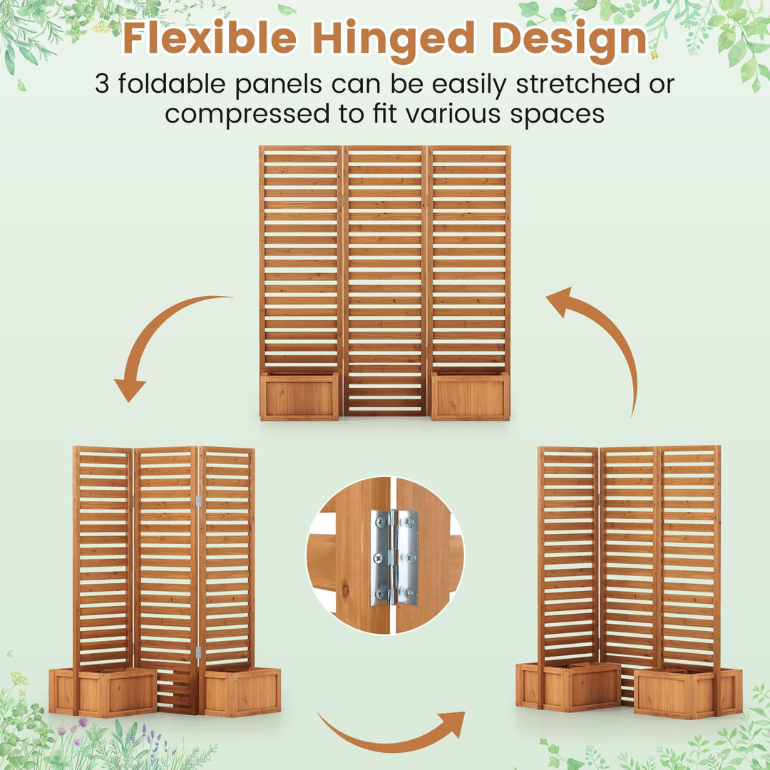 Giantex Outdoor Wooden Privacy Screen with Planter Box