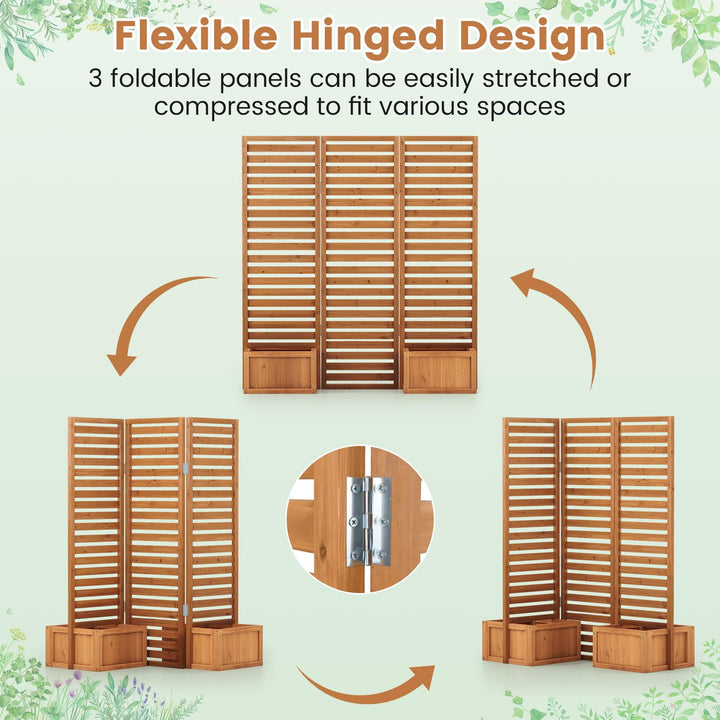 Giantex Outdoor Wooden Privacy Screen with Planter Box