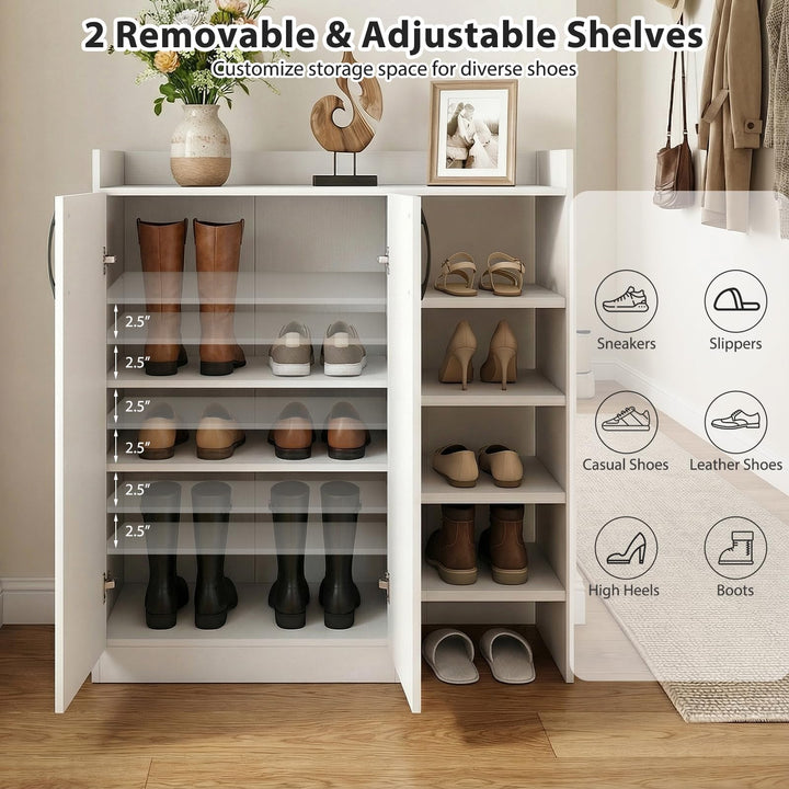 Giantex Wooden Shoe Storage Organizer w/2 Doors for Entryway