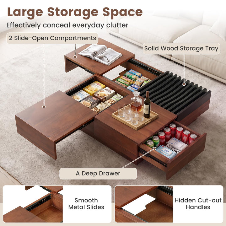 GIANTEX 32" Square Coffee Table with Storage for Living Room