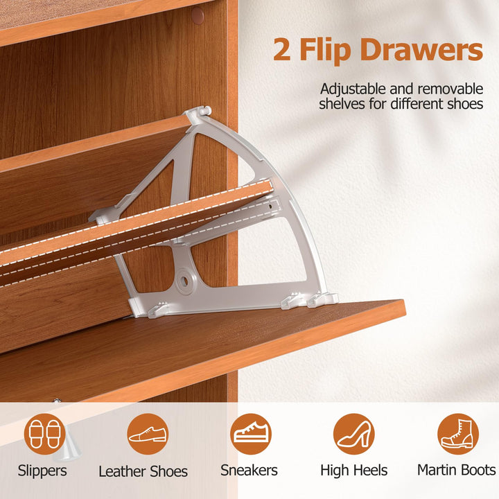 Giantex Shoe Storage Cabinet with 2 Flip Drawers