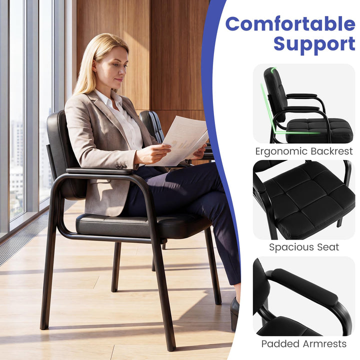 Giantex Leather Office Reception Chairs with Padded Armrests