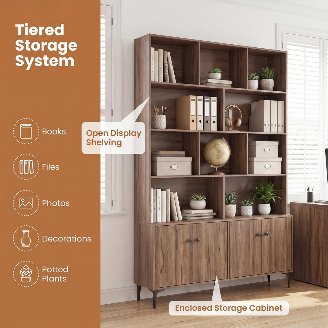Giantex 68.5" Tall Bookcases with Storage Cabinet for Home Office