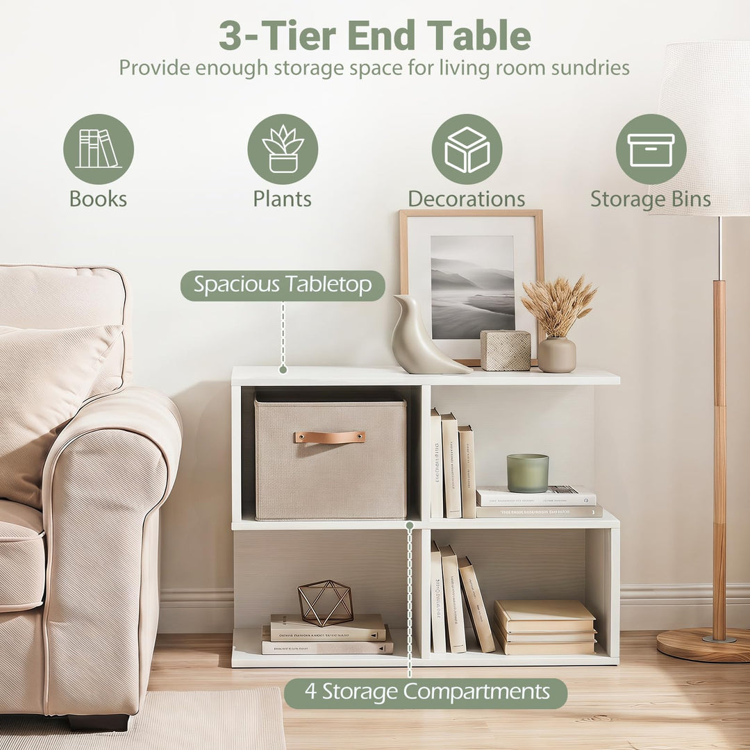 Giantex 17" Modern S-Shaped 4-Cube Couch End Sofa Side Table with Storage (1/2)