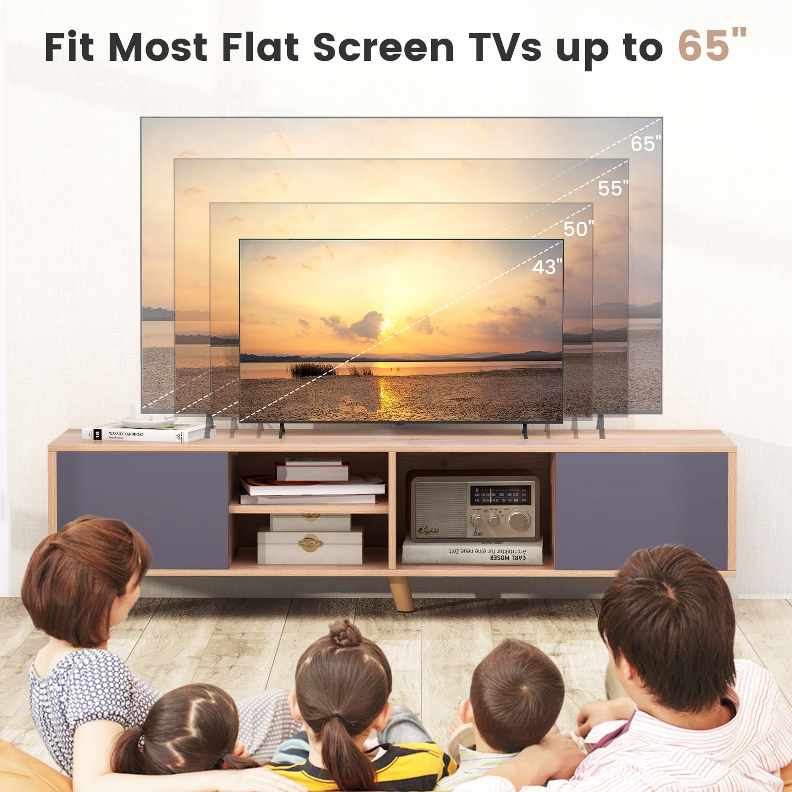 Giantex TV Stand for TVs up to 65 Inch, Entertainment Center with 2 Side Cabinets