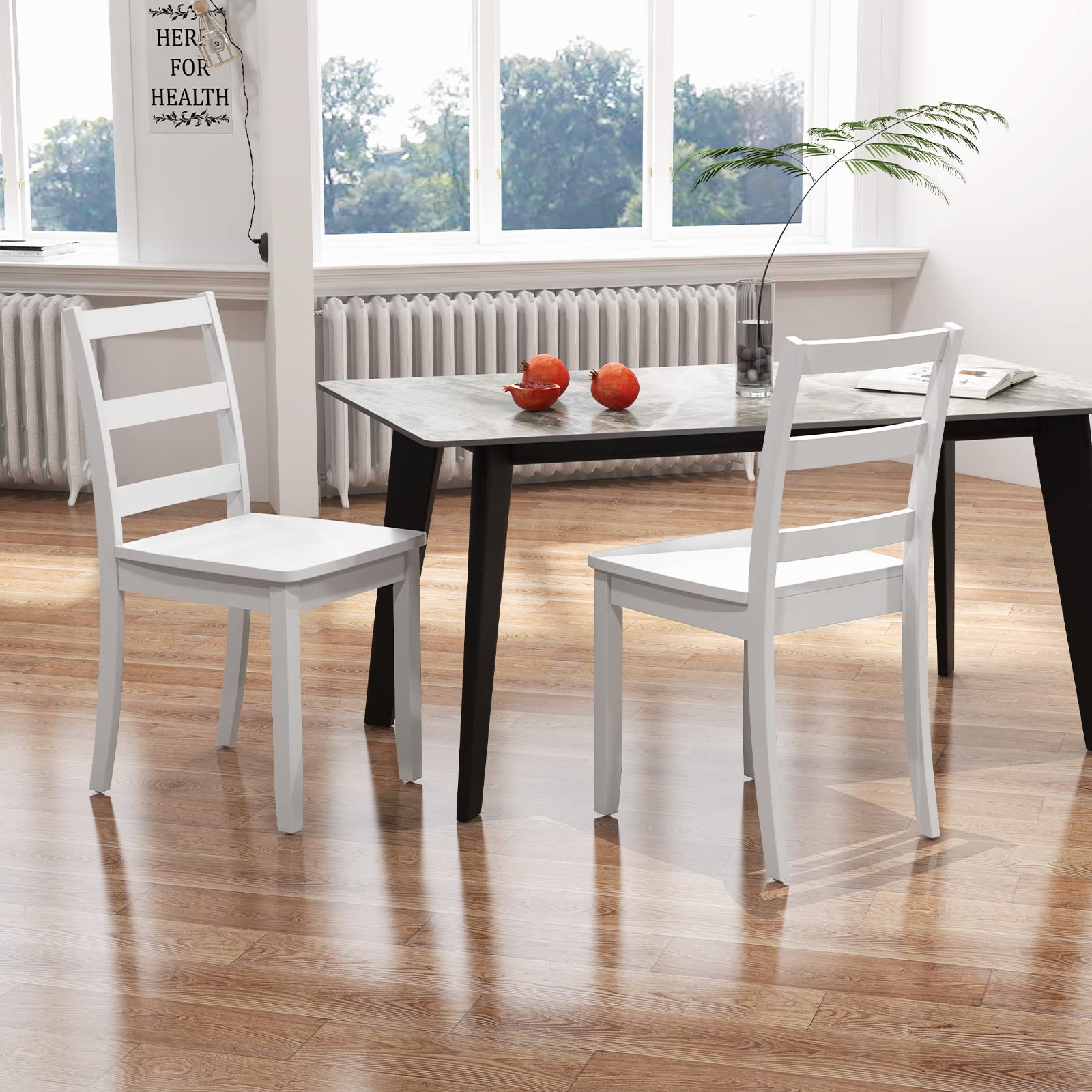 Wood Dining Chairs, White - Giantex