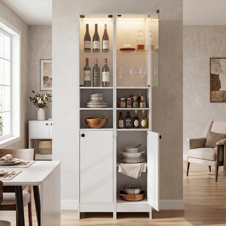 Giantex Tall Narrow Bathroom Cabinet with Lights &amp; Remote Control (1/2)