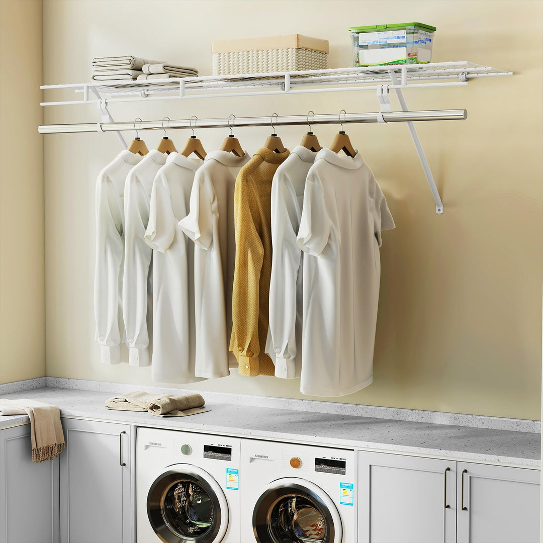 Giantex 4 ft x 12” Metal Wire Storage Shelf & Clothes Rod Organizer