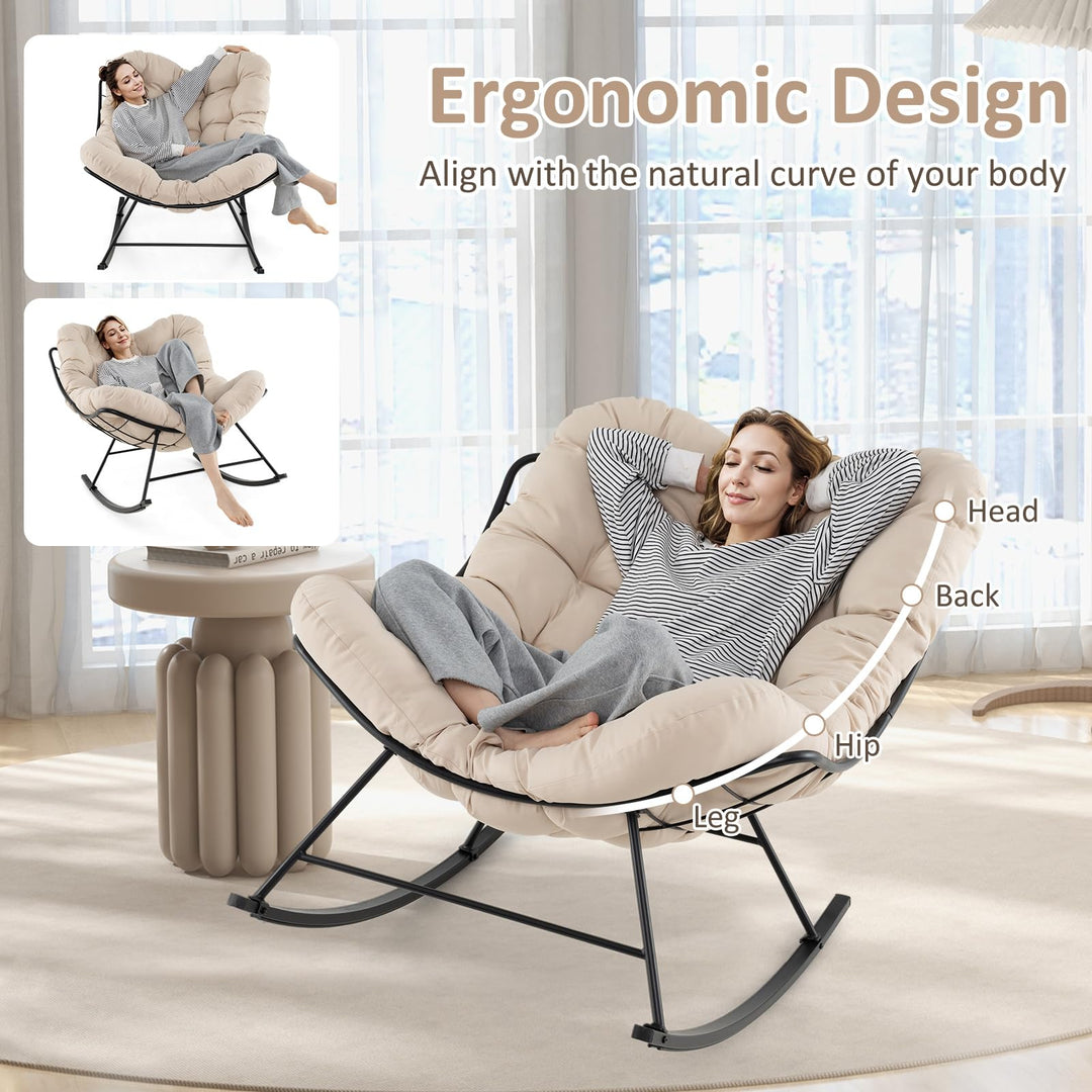 Giantex Indoor Oversized Egg Papasan Chair with Padded Cushion