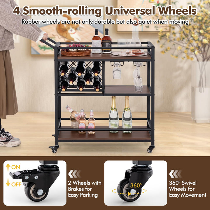 Giantex Bar Cart, 3 Tier Serving Cart for Home