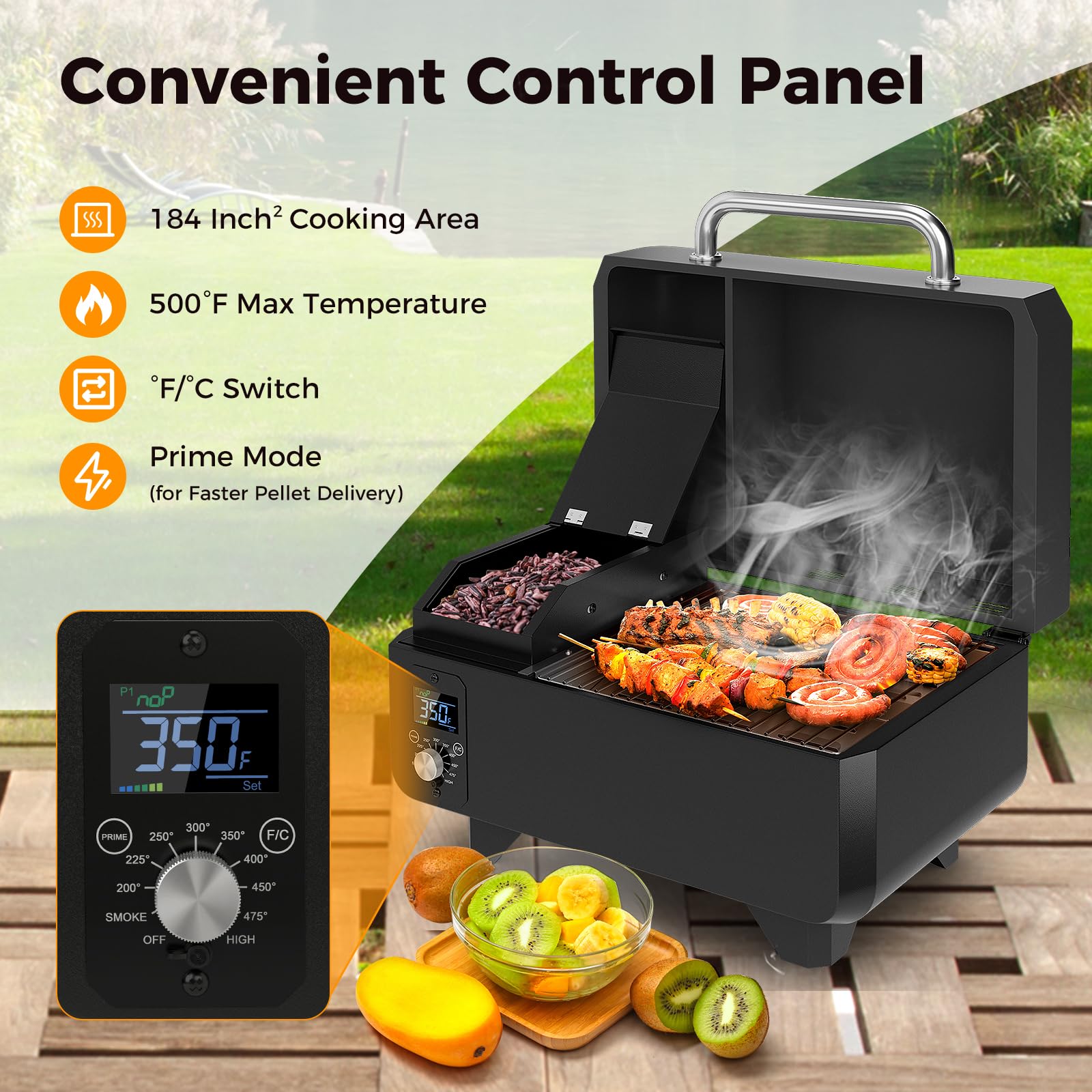 Giantex Pellet Grill and Smoker - Portable Tabletop Wood Pellet Smoker with Temperature Control