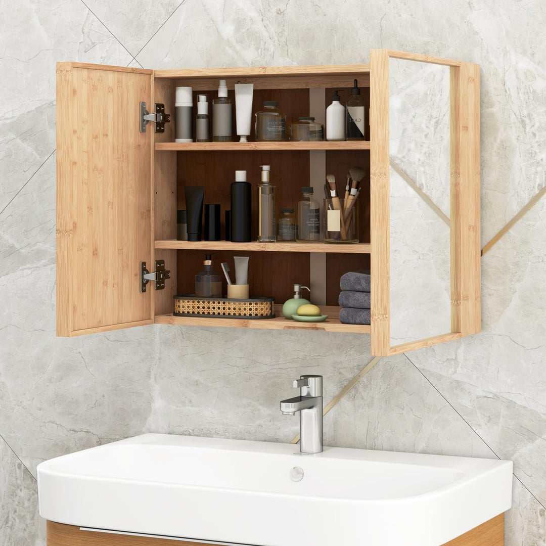 Giantex Medicine Cabinet, Bathroom Medicine Cabinet with Mirror, Reversible Double Door, 2 Adjustable Shelves