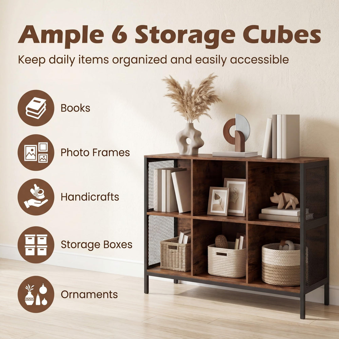 Giantex Industrial Accent 42" Wide Bookcase with 6 Cubes