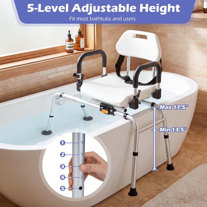 Giantex Sliding Shower Chair with Swivel Seat