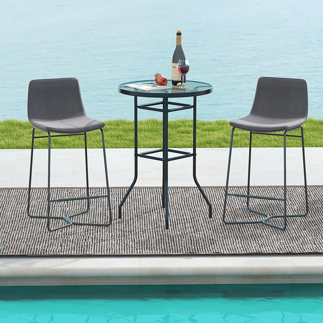 Giantex Patio Bar Table, 38" Height High Top Bistro Table, 27" Round Tempered Glass Tabletop