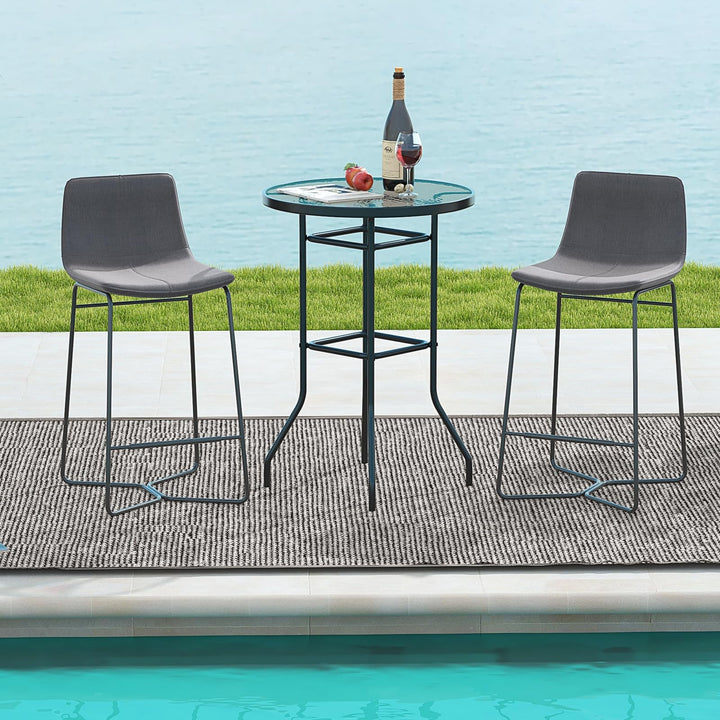 Giantex Patio Bar Table, 38" Height High Top Bistro Table, 27" Round Tempered Glass Tabletop