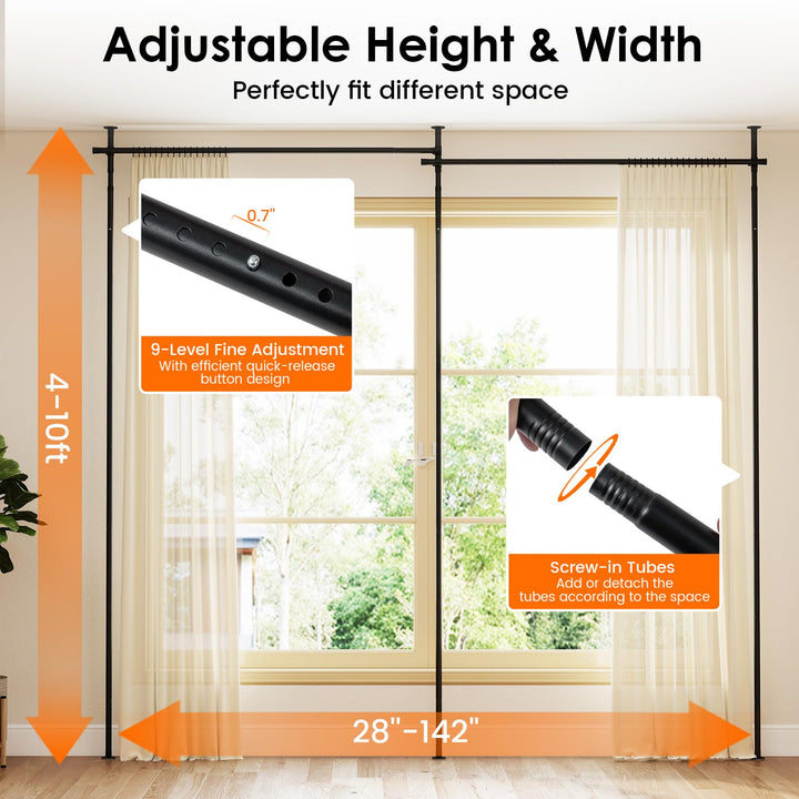 Giantex Room Divider Curtain Rod | No Drill Floor to Ceiling Tension Rod
