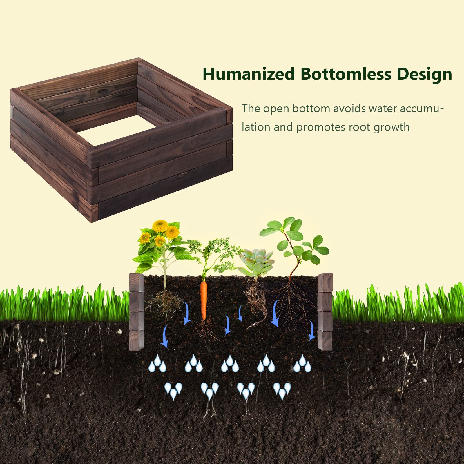 Brown Raised Garden Bed,  24'' L x 24'' W x 10''H