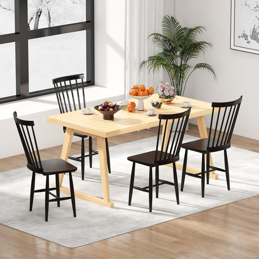 Giantex Windsor Dining Chairs Set of 2/4 Farmhouse Wooden Kitchen Chair