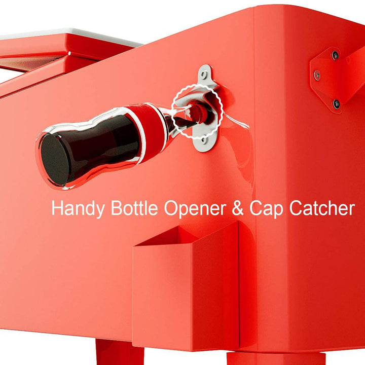 80 Quart Cooler Cart Outdoor Cooler Cart ,Portable Cooler with Casters,Red Metal