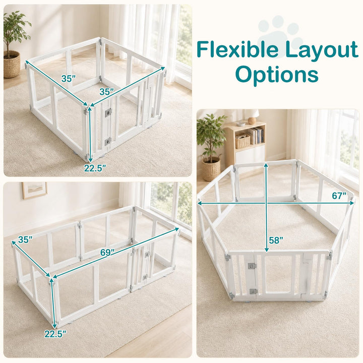 GIANTEX Clear Plastic Dog Playpen with Lockable Door